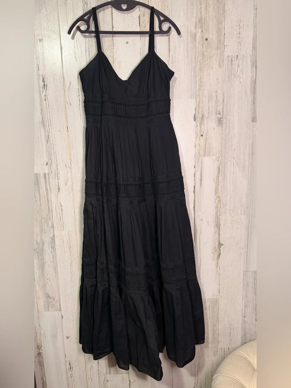 Lauren Ralph Lauren Black Cotton Tiered Maxi Dress Size 6 Sleeveless Boho Chic - Picture 3 of 8